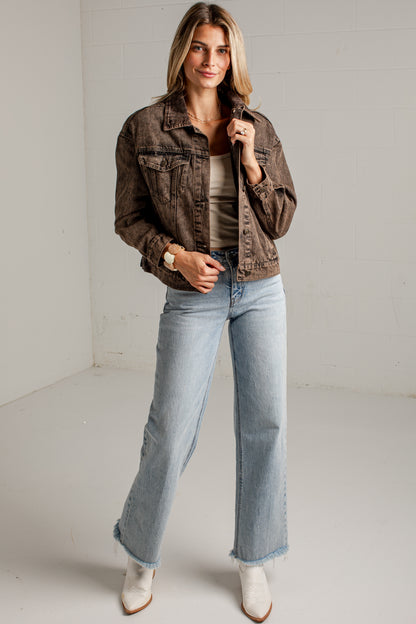 Offbeat Charm Brown Corduroy Washed Jacket