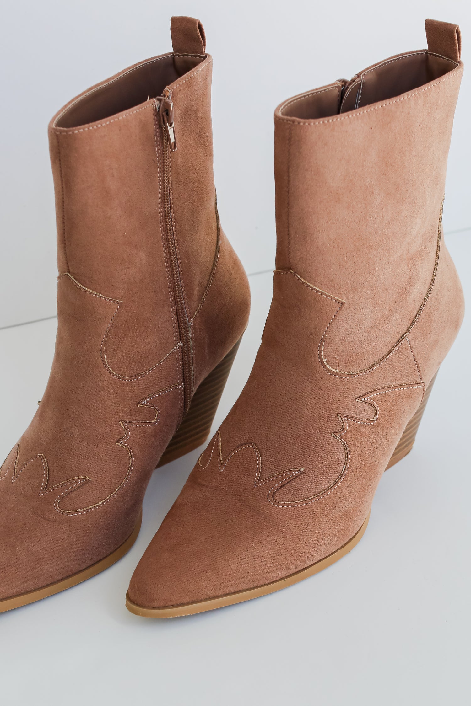 block heel Brown Western Booties