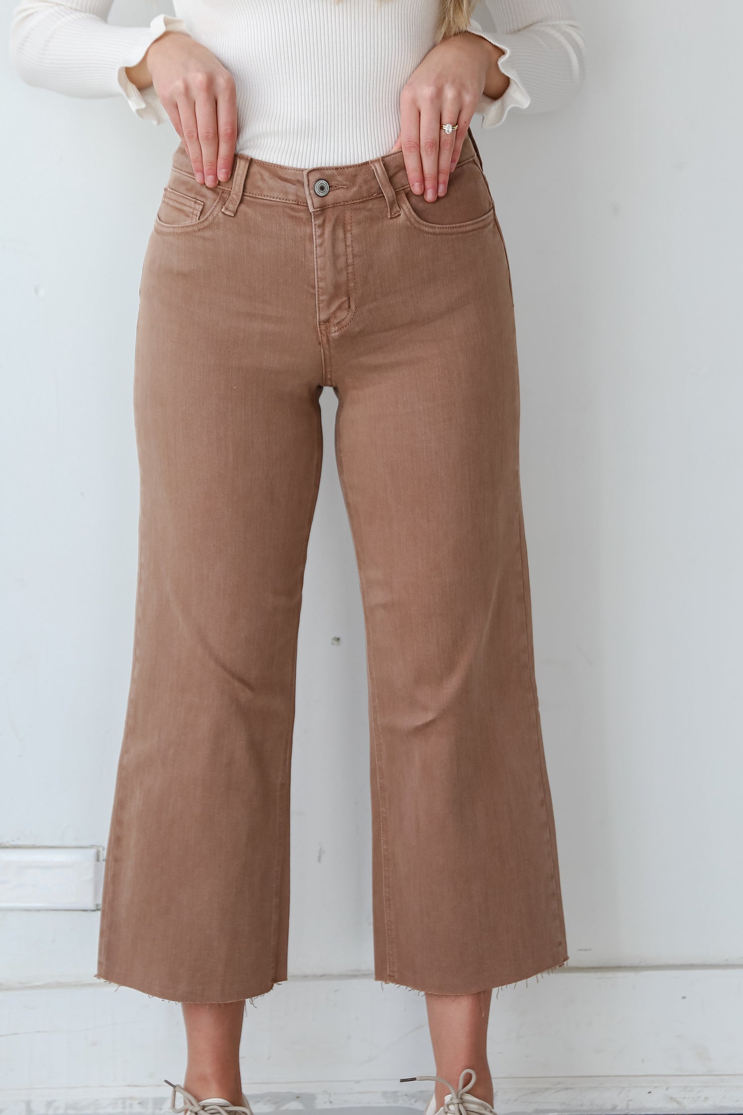 cute Chocolate Brown Wide Leg Jeans