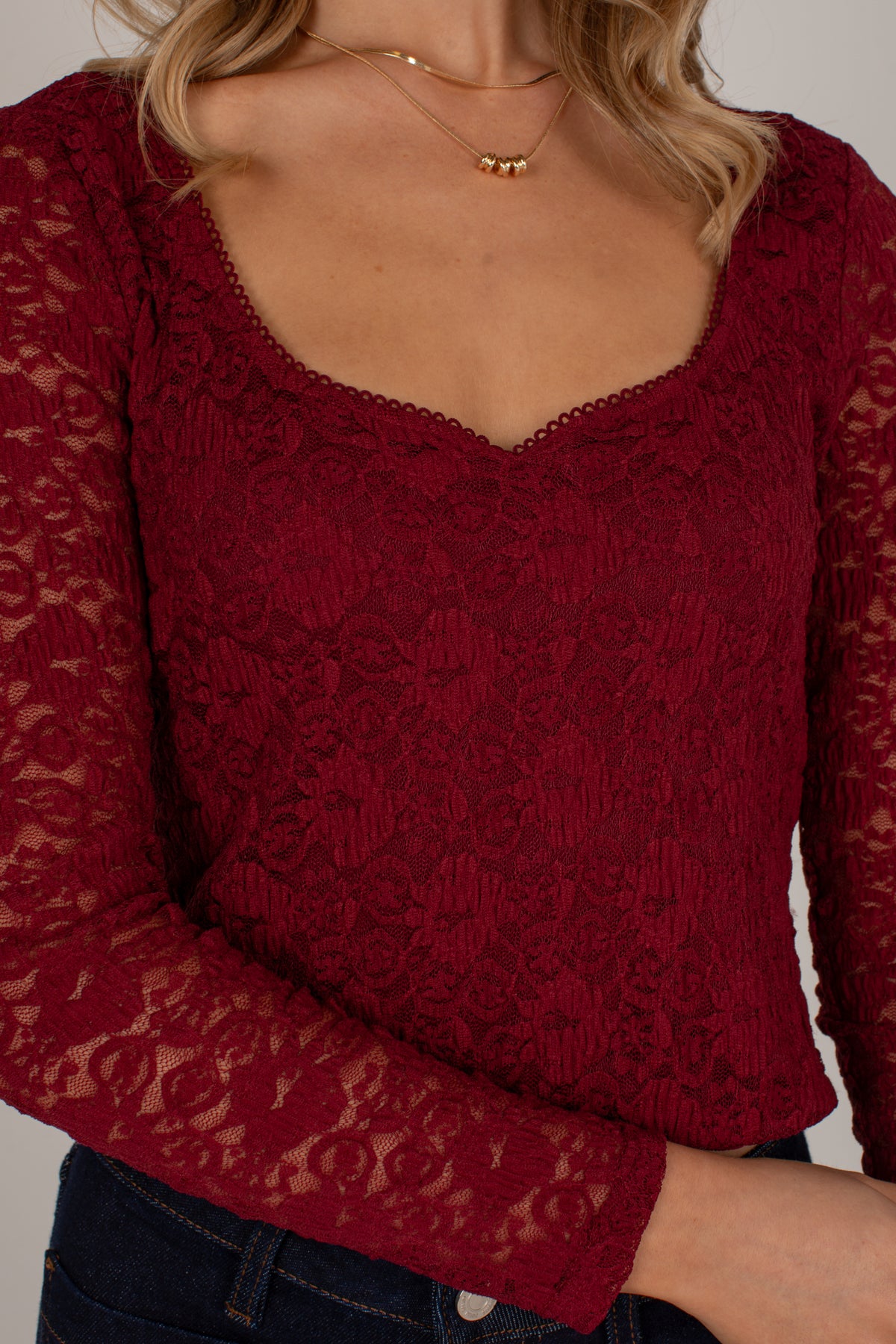 Pretty In Plans Burgundy Lace Blouse