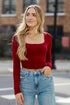 Burgundy Square Neck Crop Top