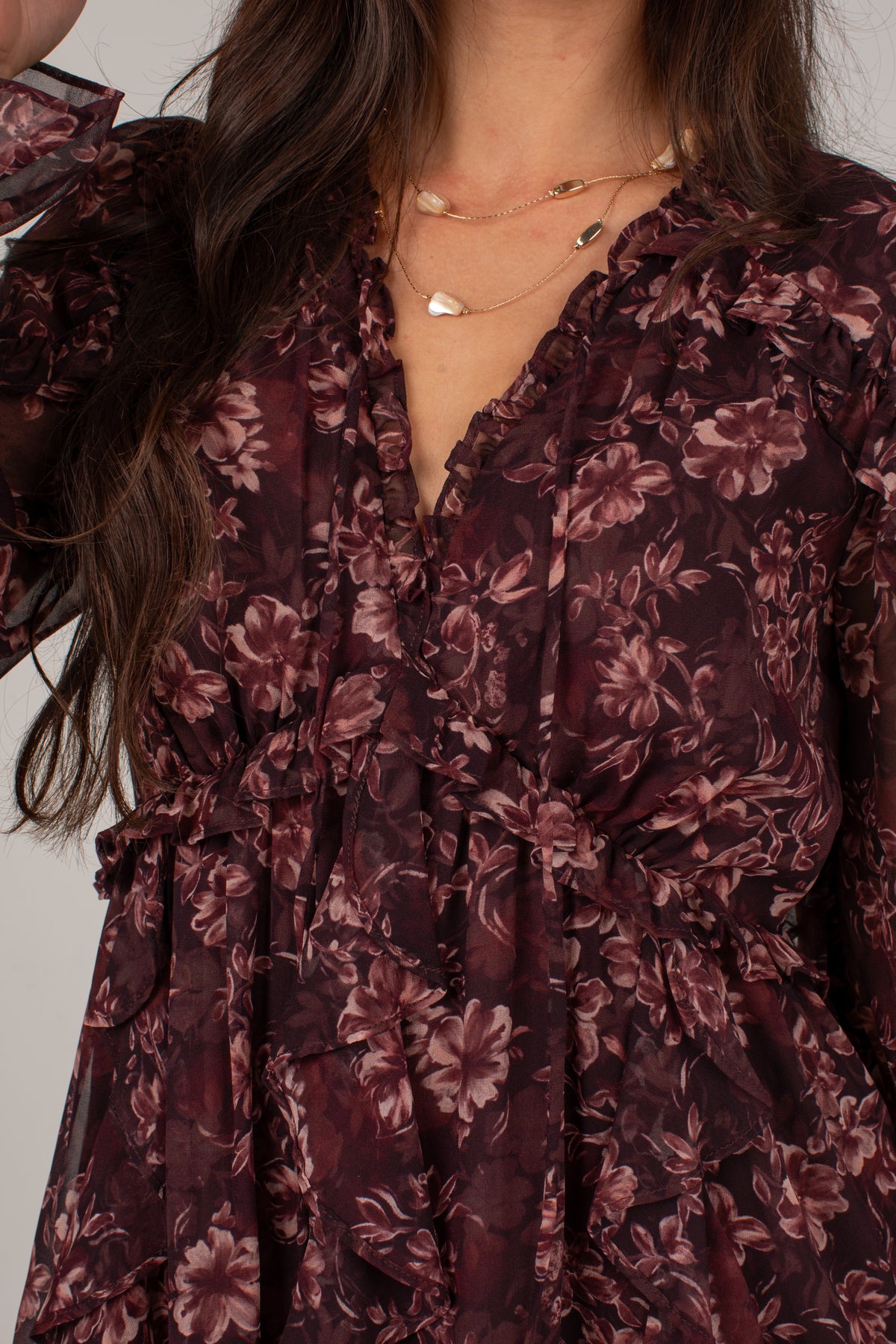 Love Every Detail Burgundy Floral Mini Dress