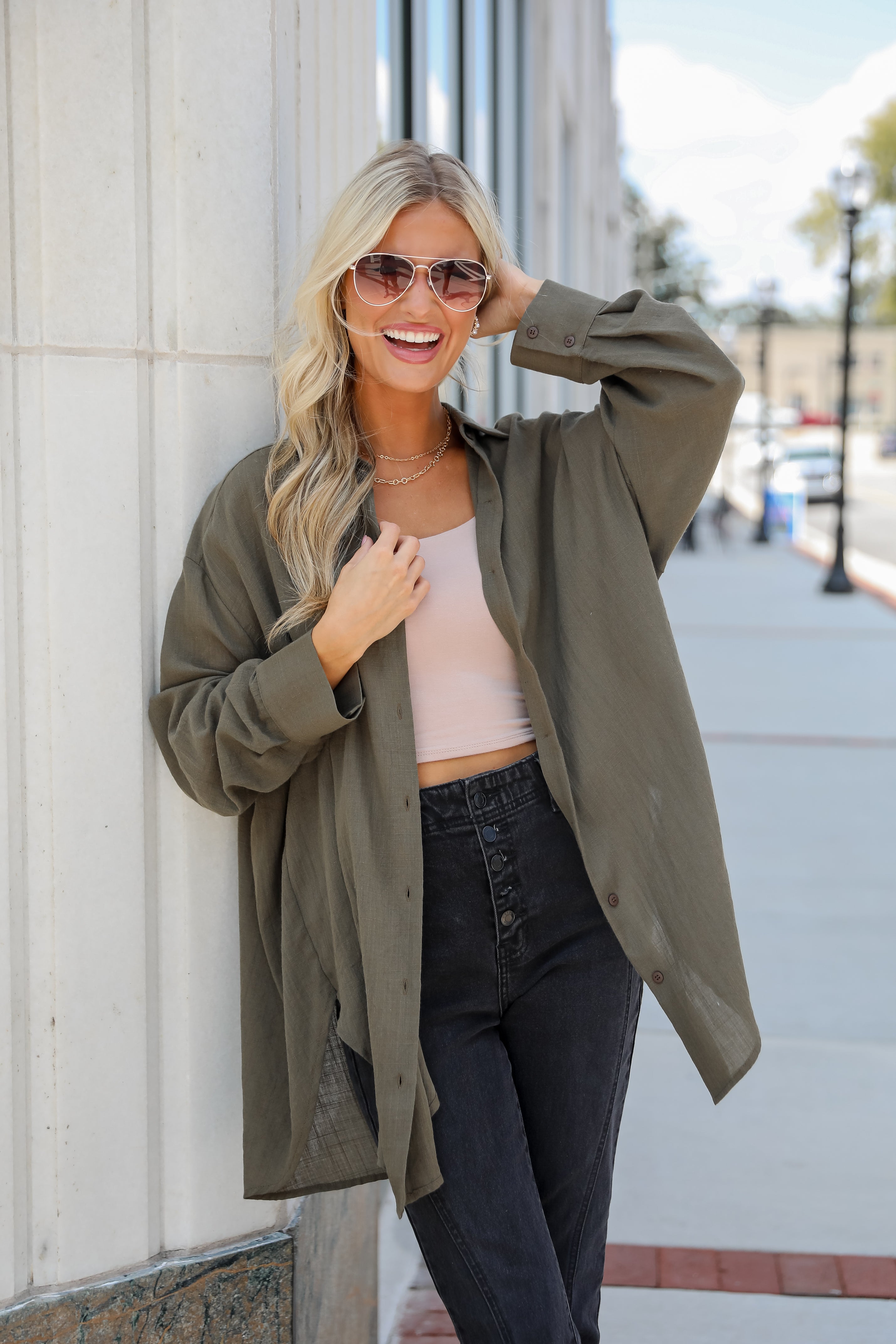 Allison Oversized Button-Up Blouse