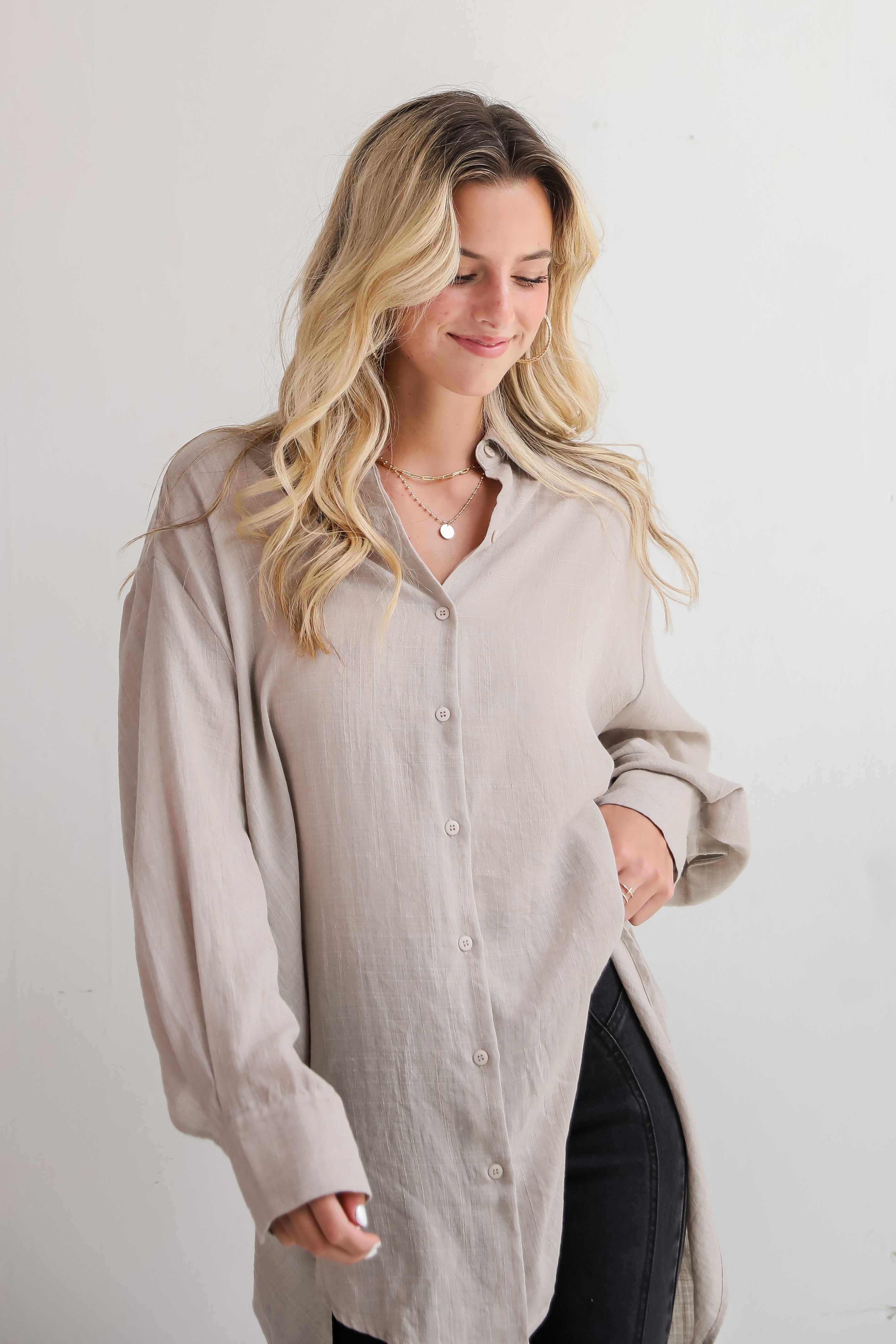 Allison Oversized Button-Up Blouse