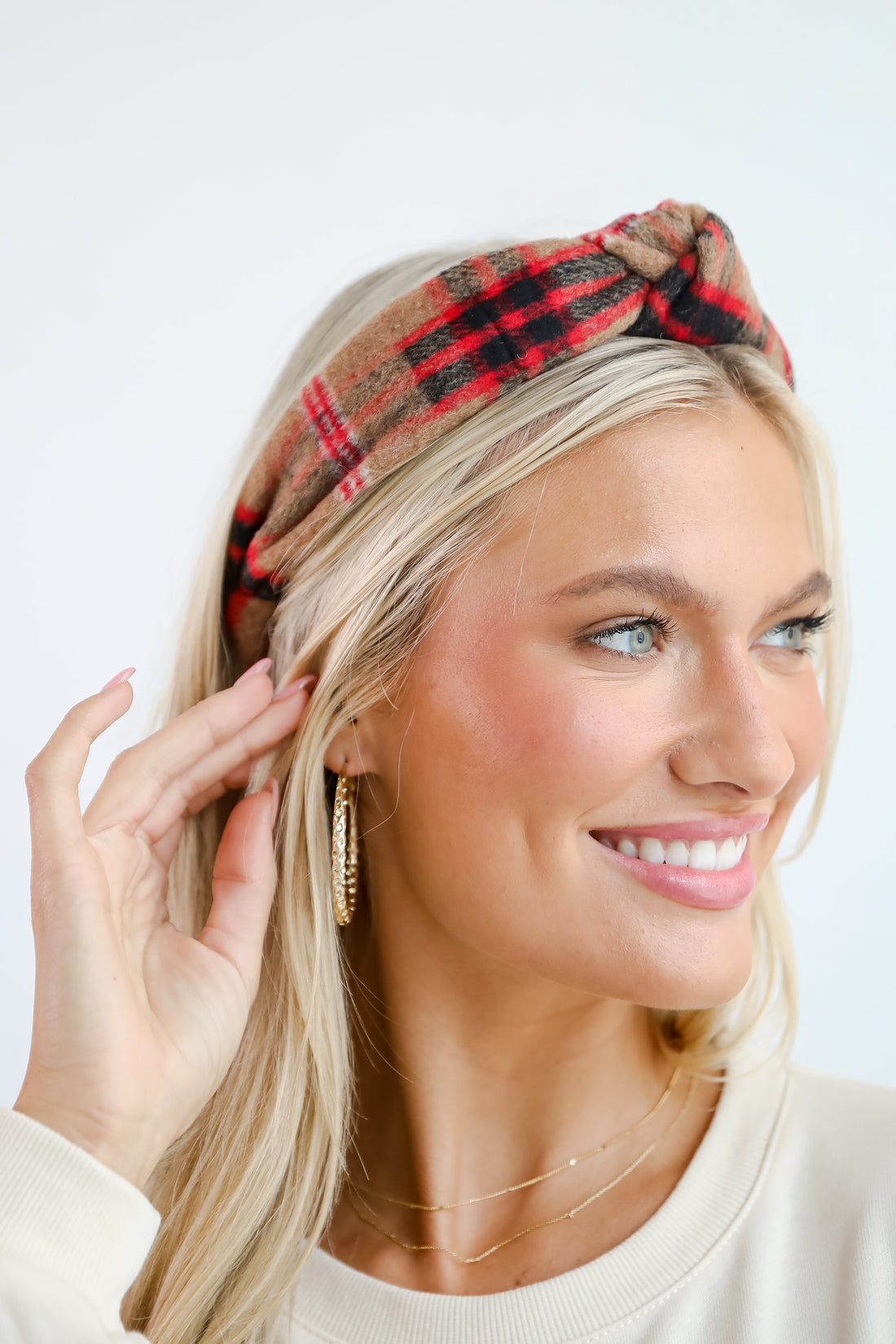 Precious Energy Plaid Knotted Headband