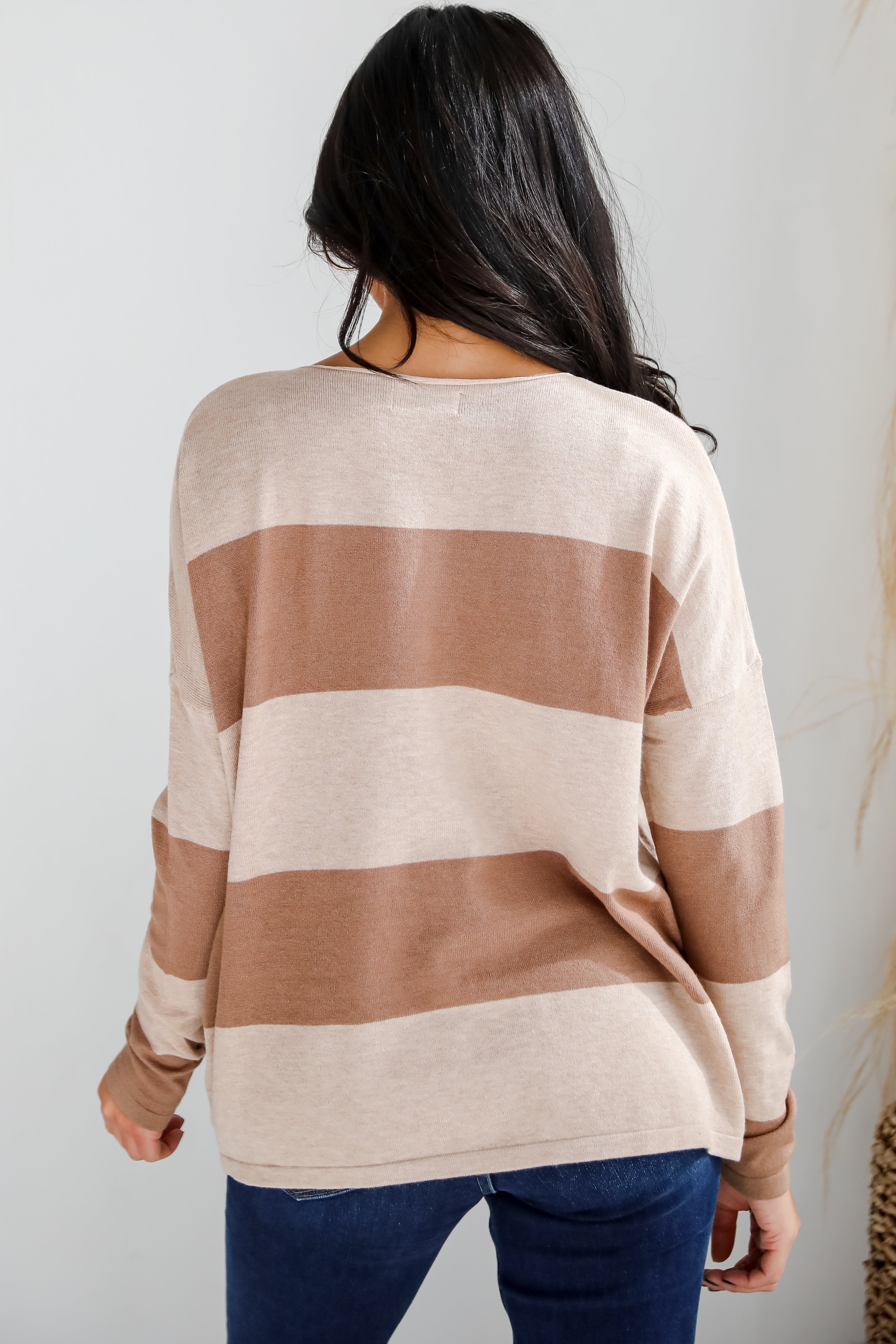 Autumn Mood Camel Striped Sweater