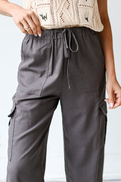 charcoal Cargo Pants close up