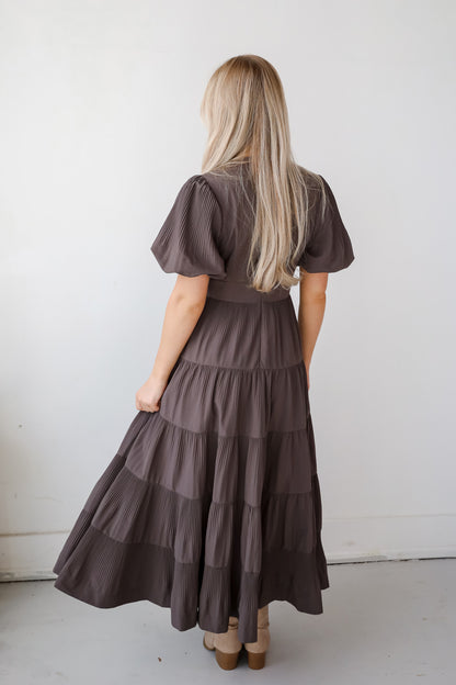 Stunning RSVP Charcoal Tiered Maxi Dress