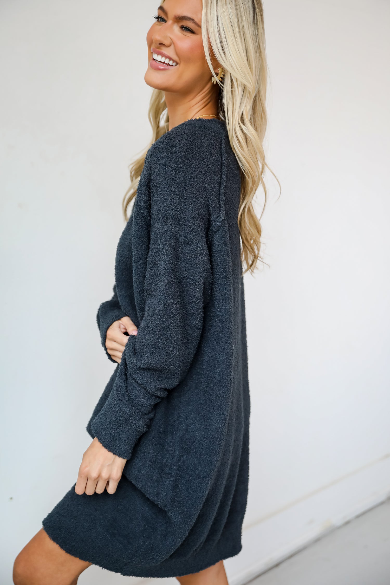 Addison Fuzzy Knit Mini Sweater Dress