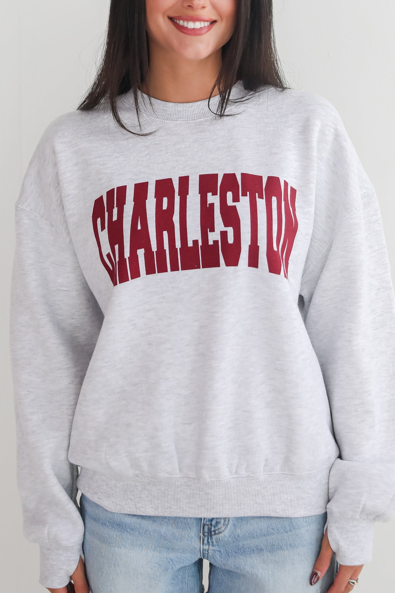 Light Heather Grey/Maroon Charleston Sweatshirt