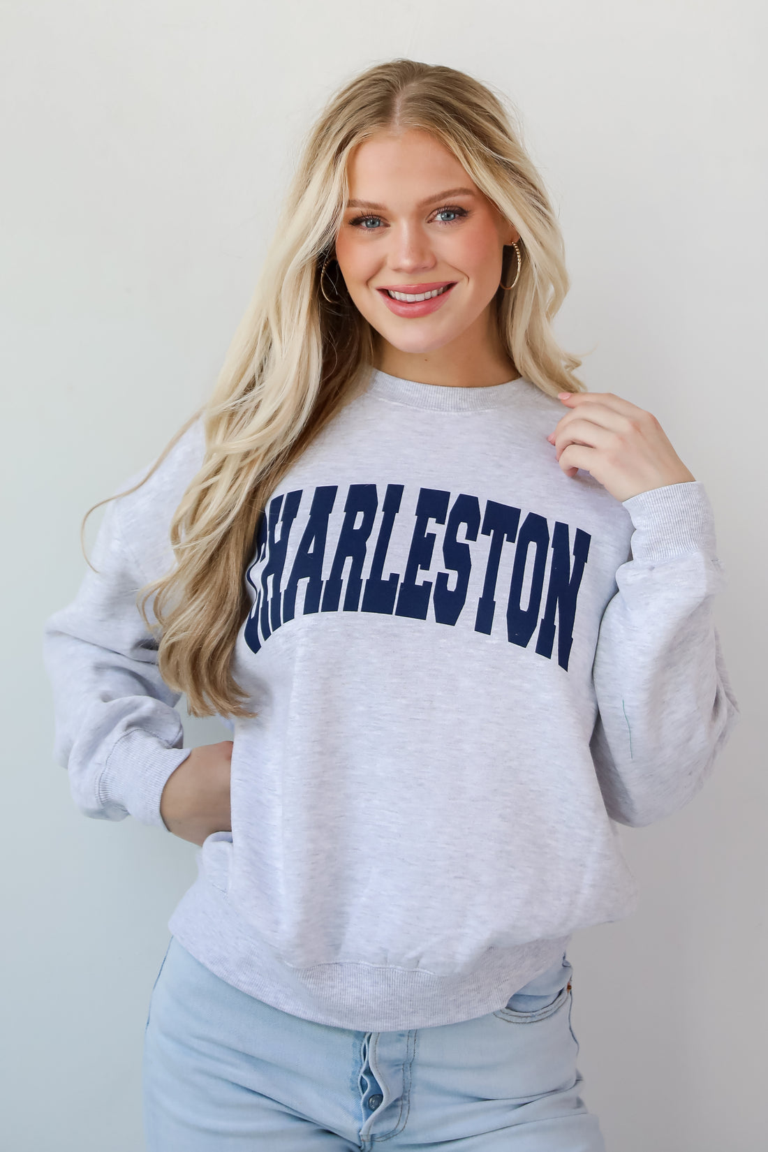 Light Heather Grey/Navy Charleston Sweatshirt