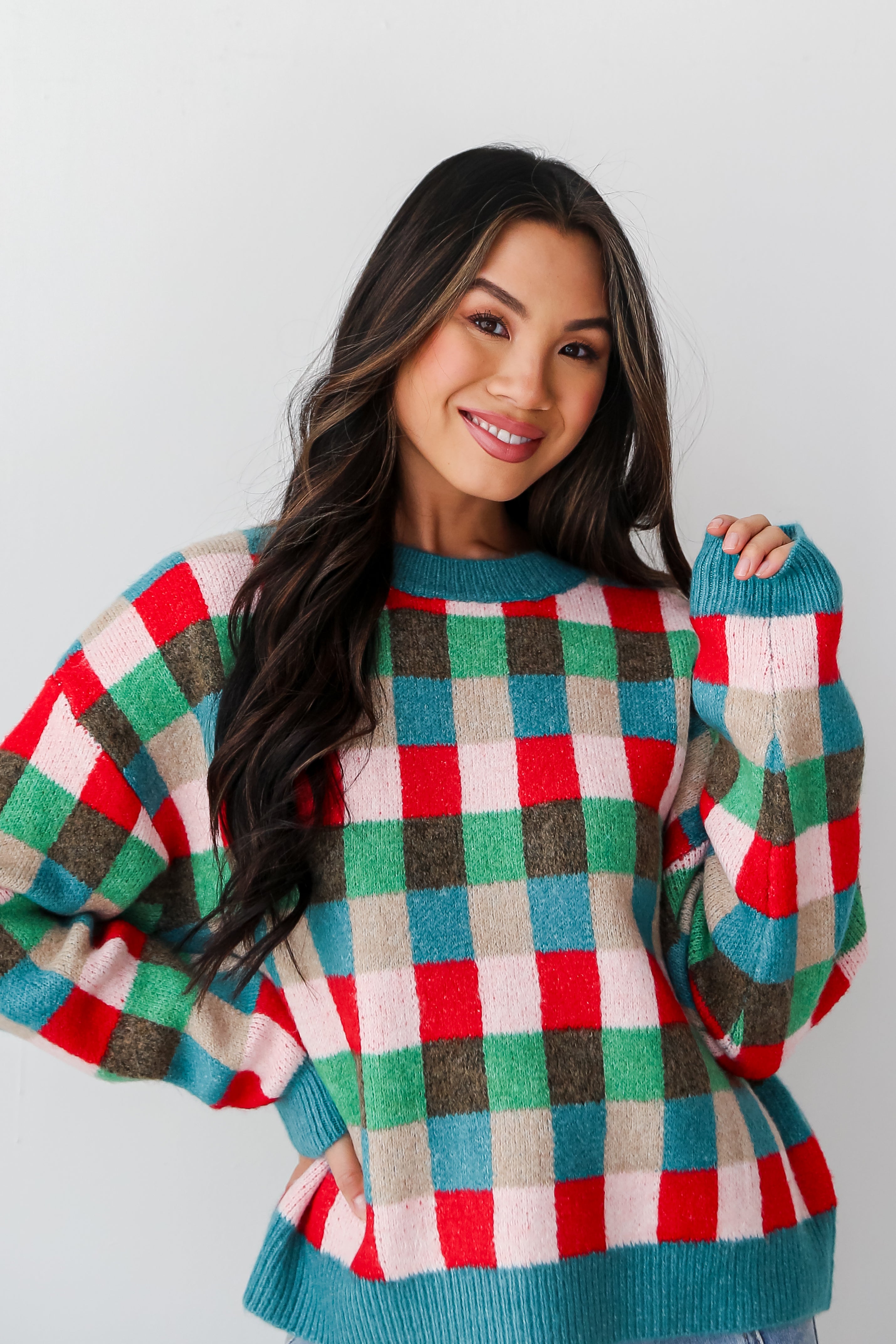 Checkered Sweater front view