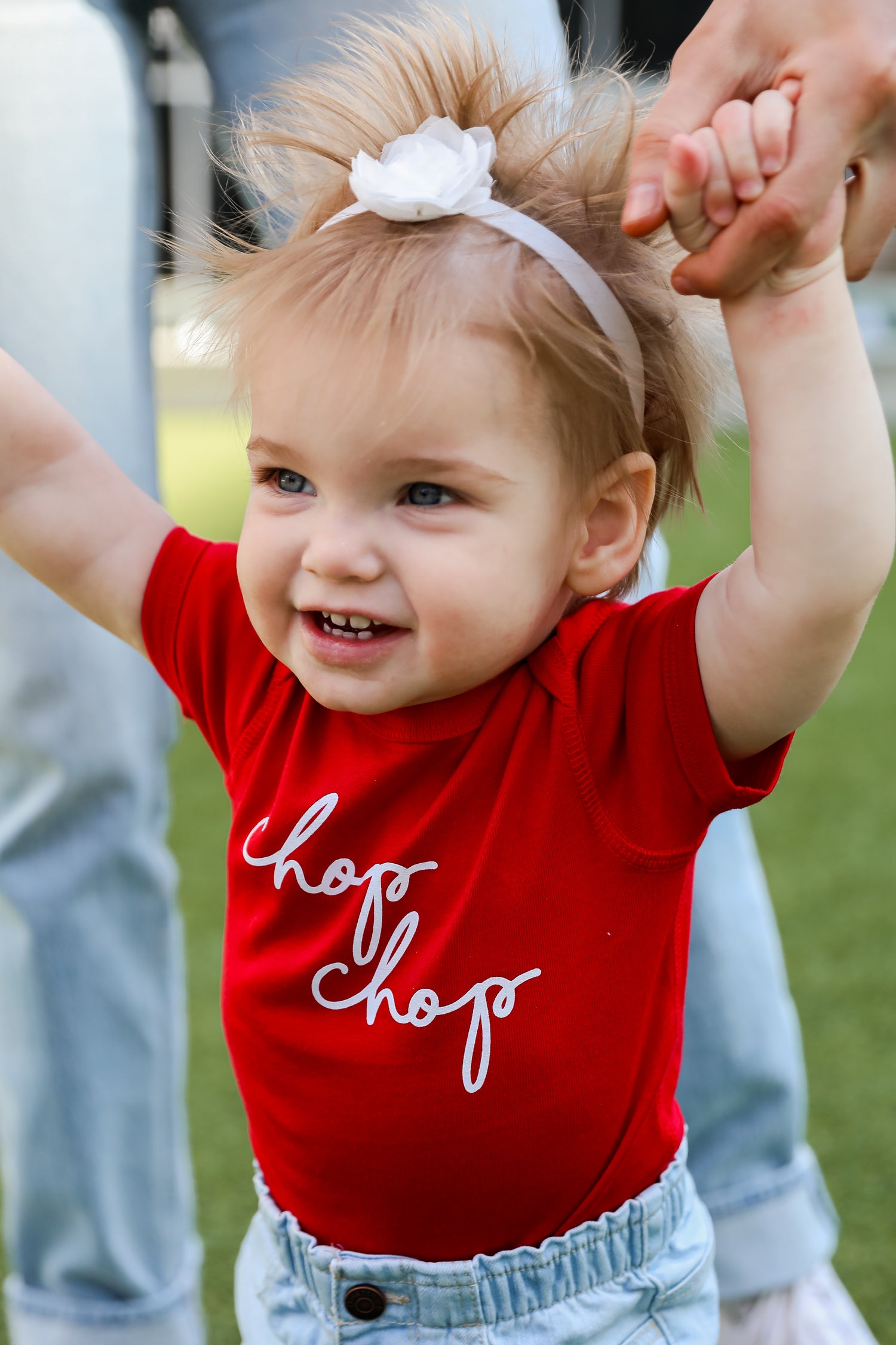 Red Chop Chop Script Onesie