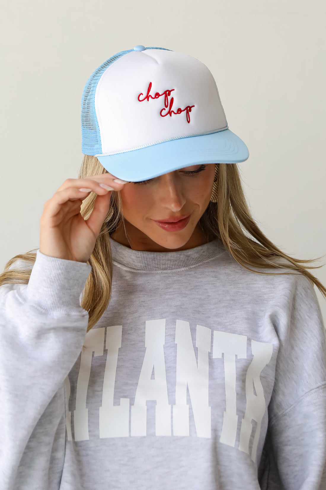 Light Blue Chop Chop Trucker Hat