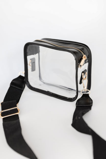 black Clear Crossbody Bag flat lay