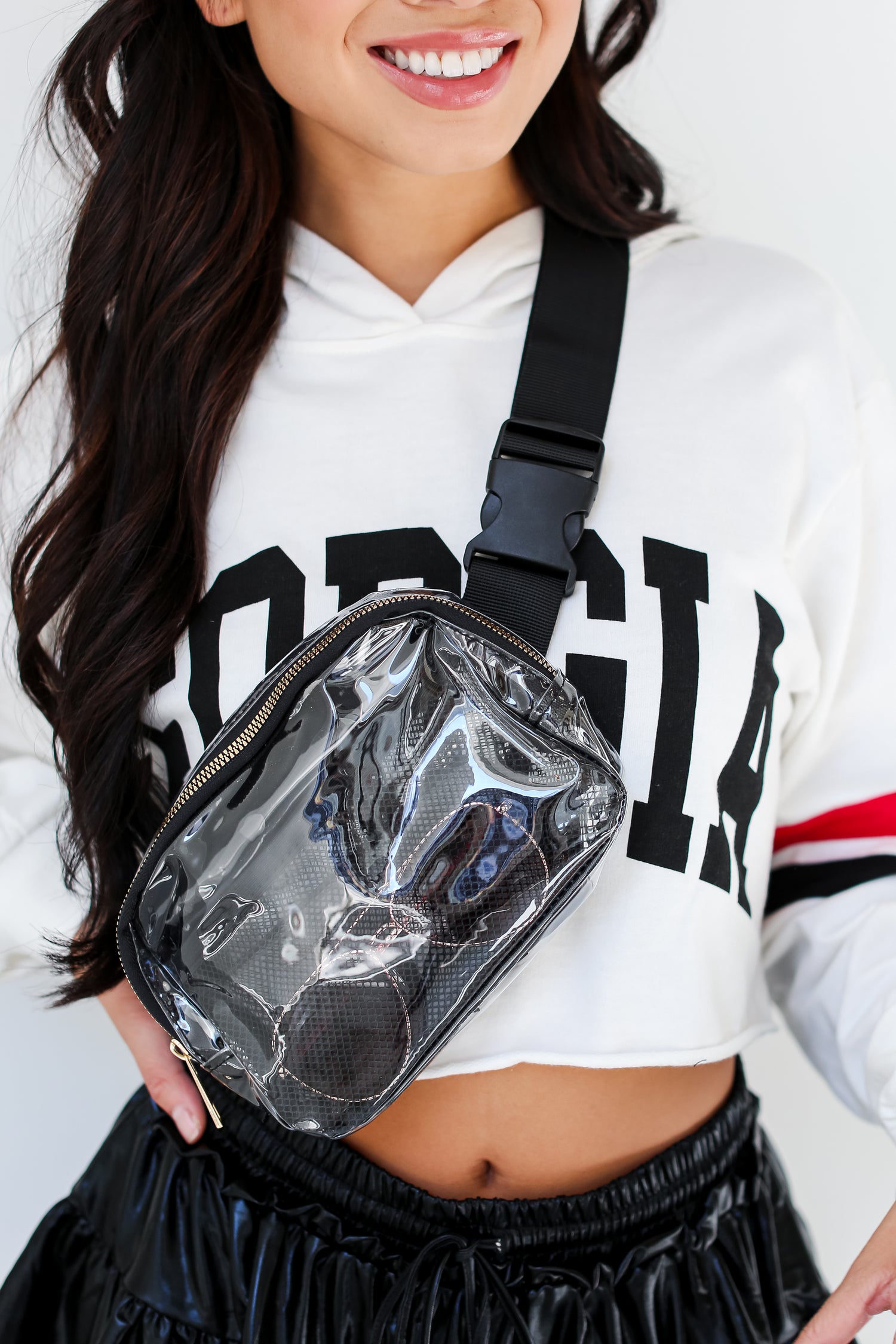 Clear Belt Bag on model