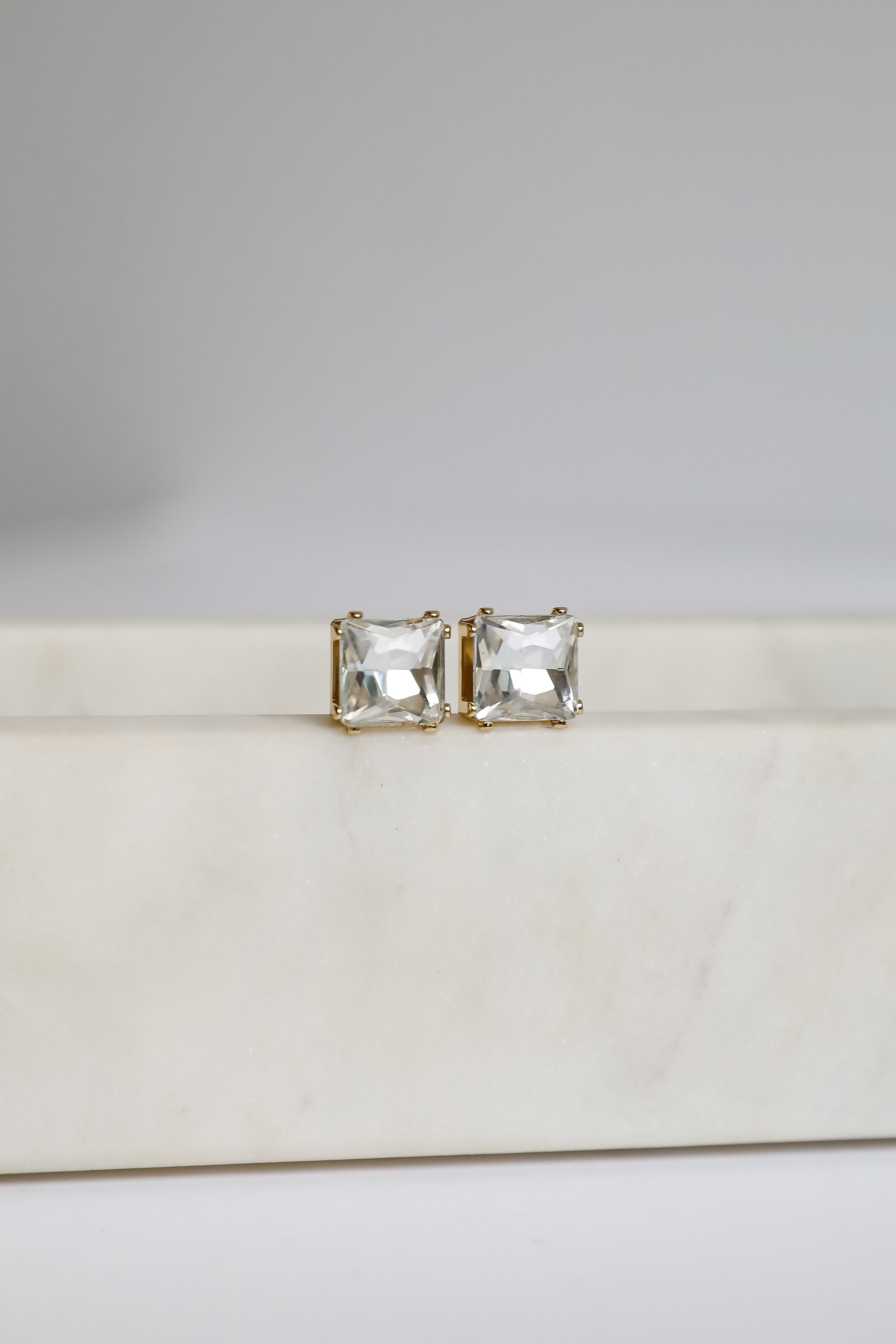 Selena Clear Gemstone Stud Earrings