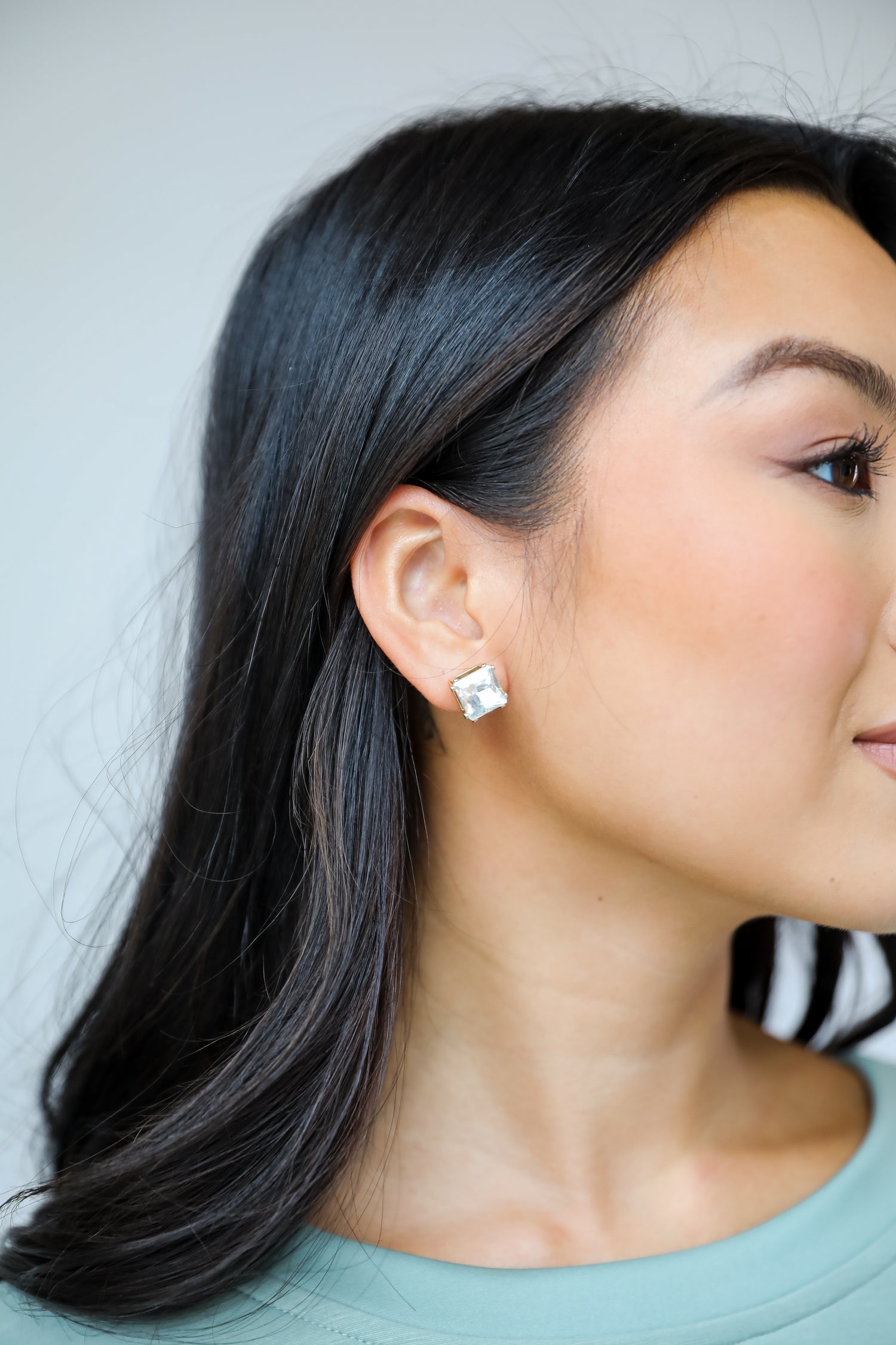 Selena Clear Gemstone Stud Earrings