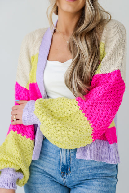 cute Color Block Cardigan