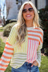 yellow Color Block Striped Lightweight Knit Top
