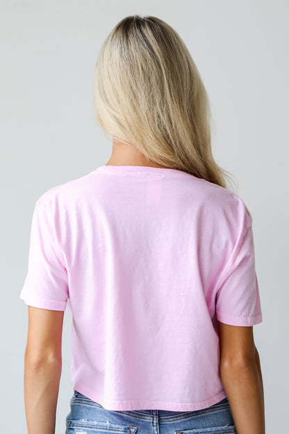 Cowgirls Good Vibes Light Pink Cropped Graphic Tee