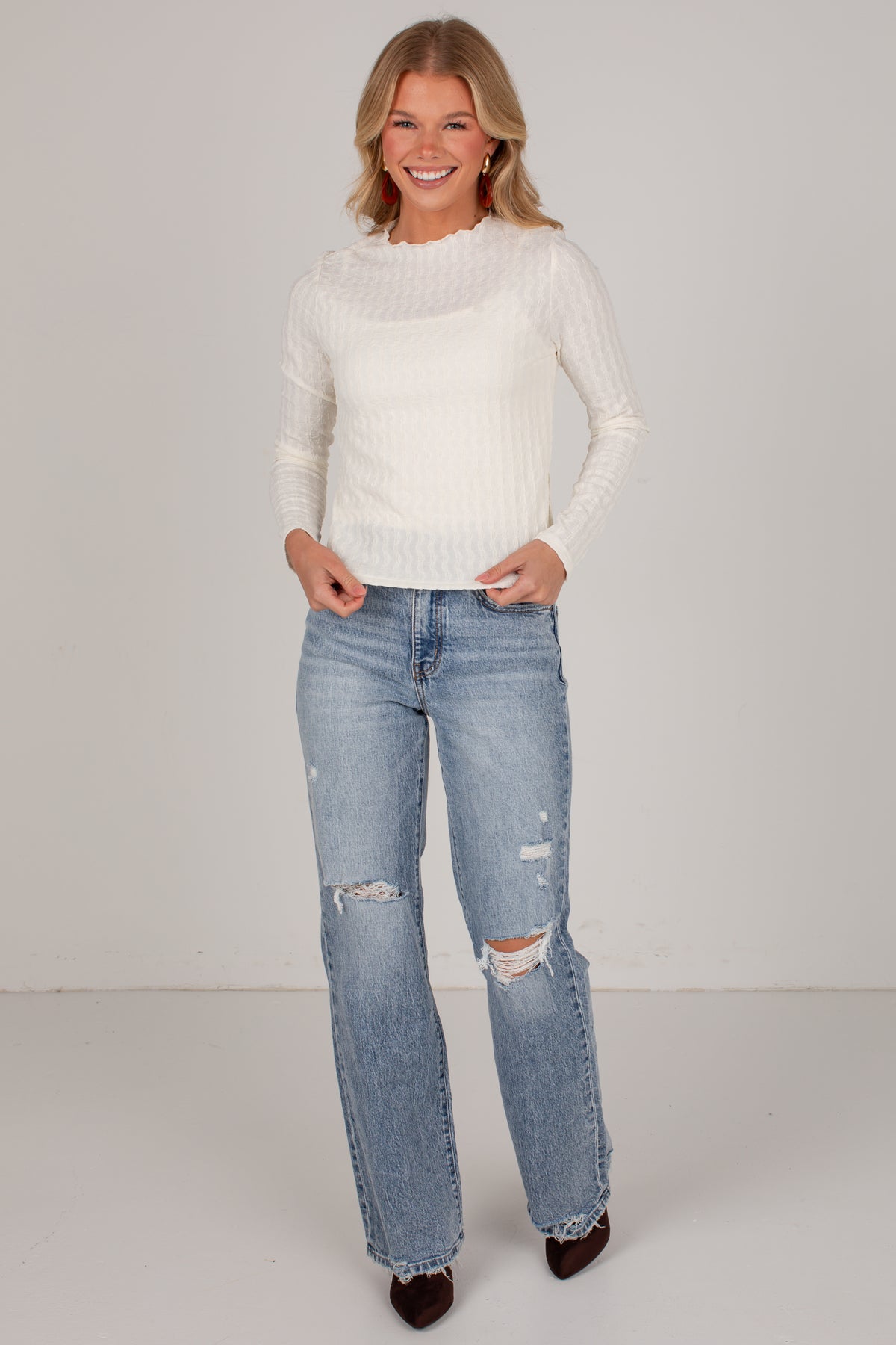 Little Lovely Cream Lace Blouse