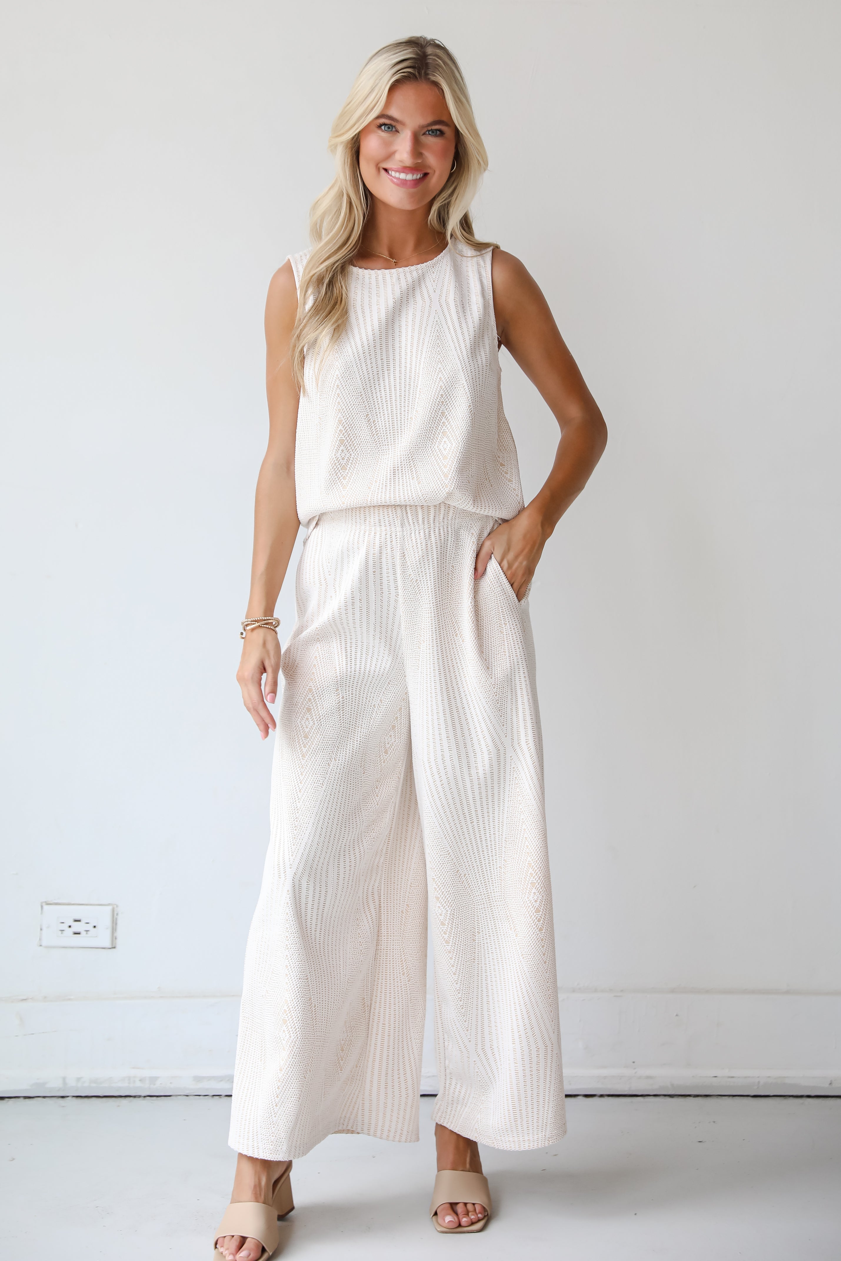 Aesthetic Aura Ivory Crochet Knit Pants