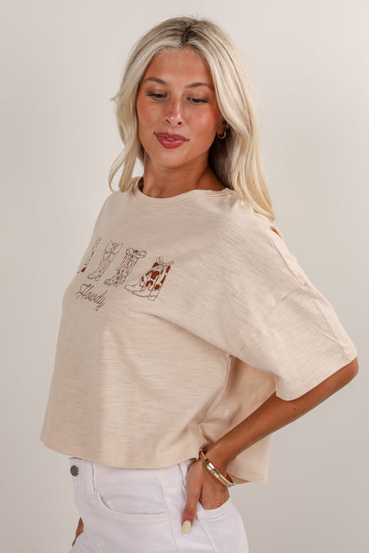 Cream Howdy Graphic Tee