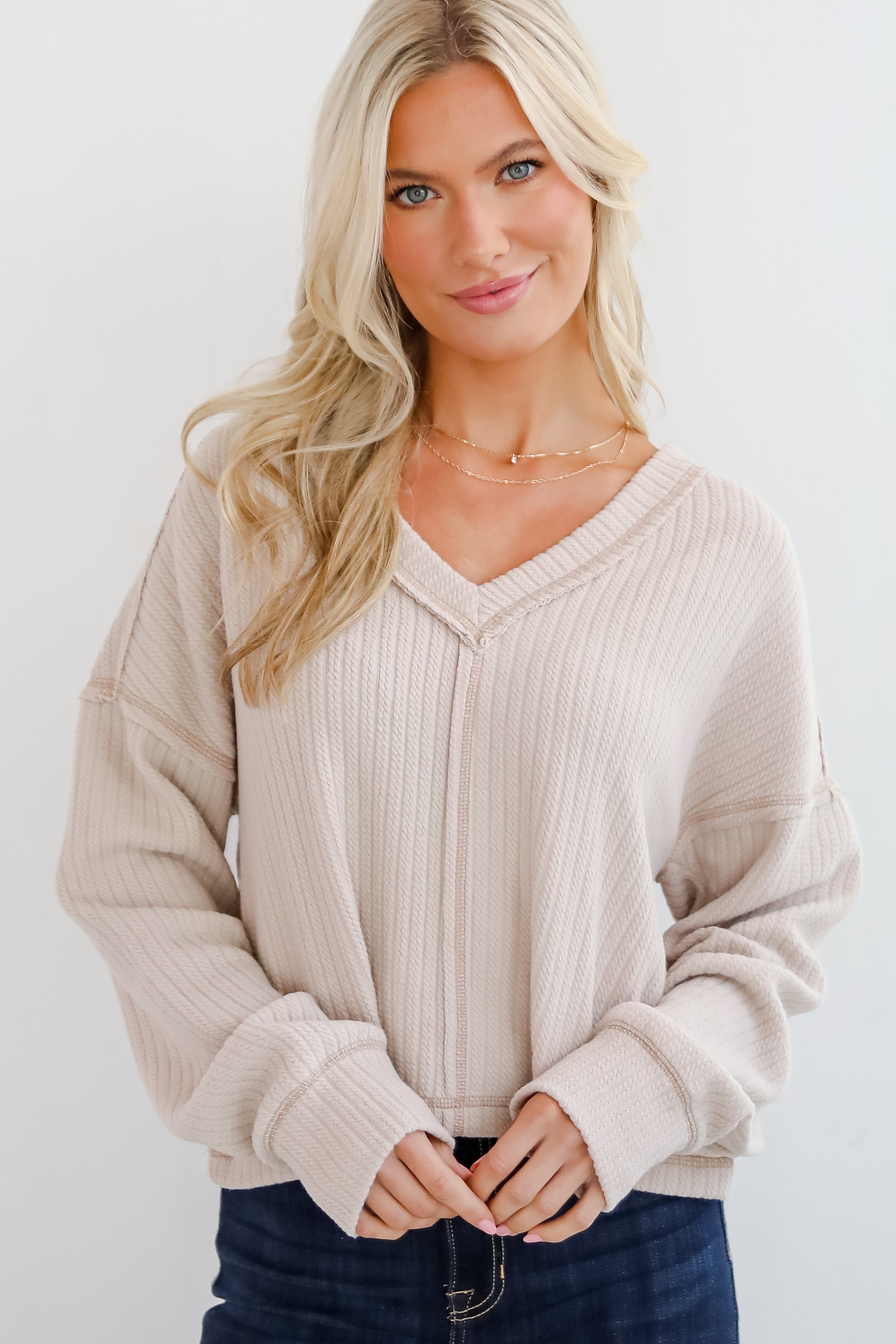 Cozy Sophisticate Cream Brushed Knit Top