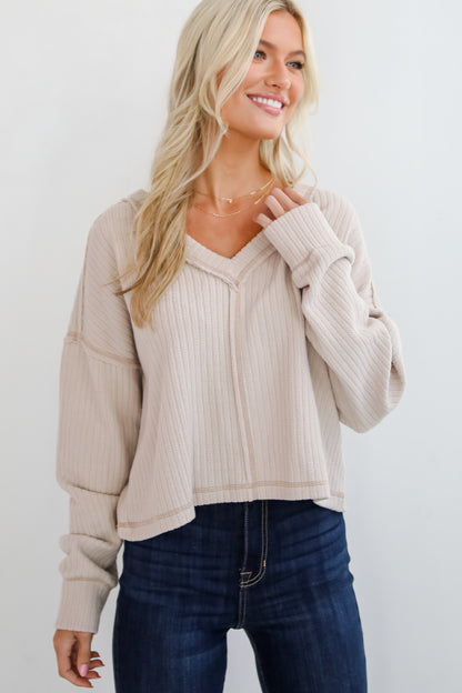 Cozy Sophisticate Cream Brushed Knit Top