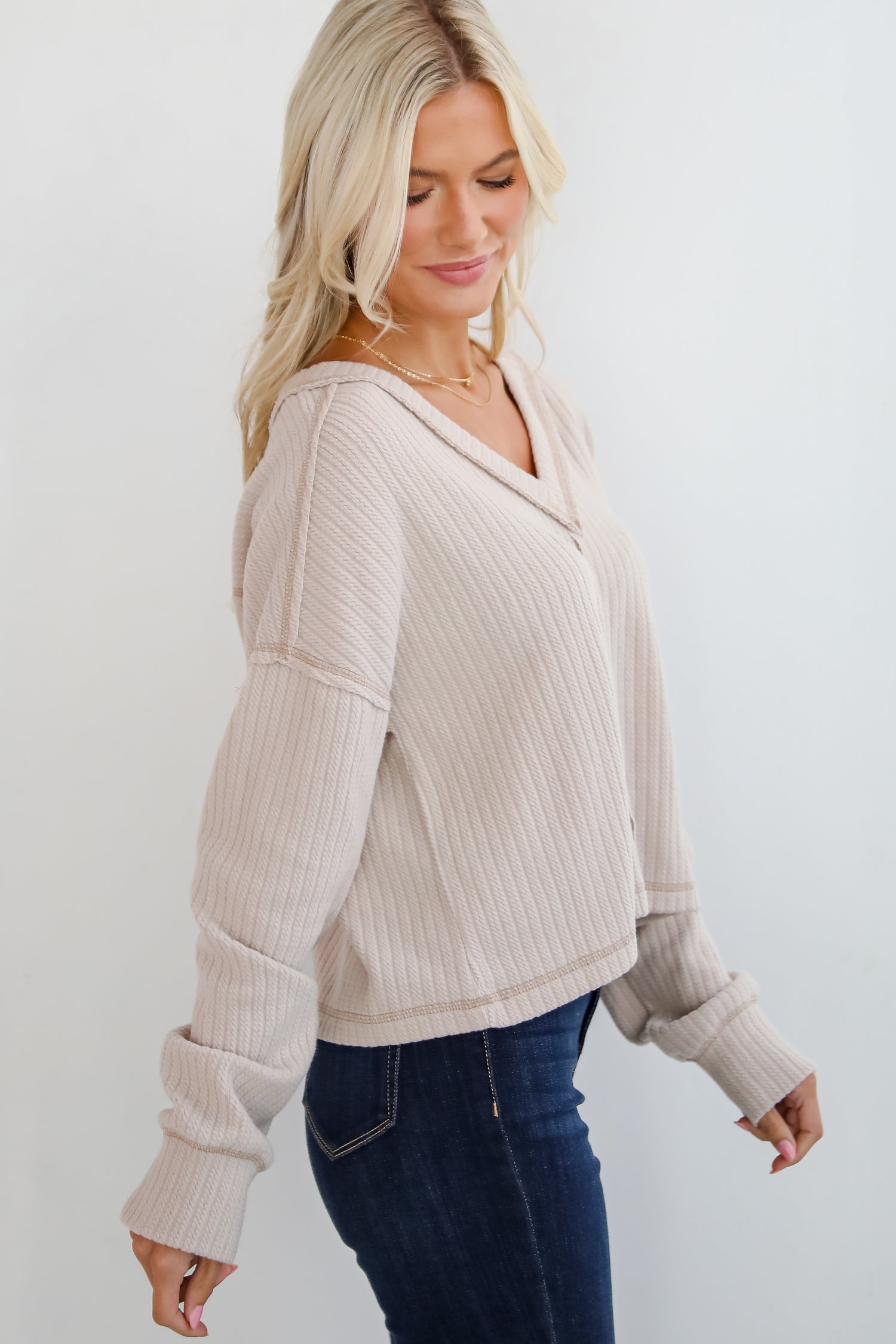 Cozy Sophisticate Cream Brushed Knit Top