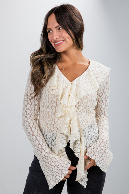 lace ruffle tops