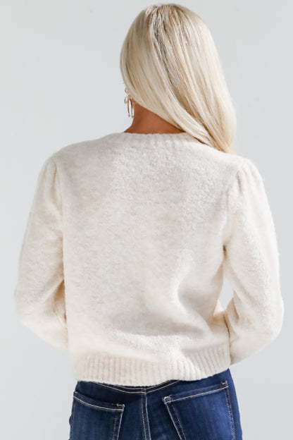 Constantly A Cutie Cream Lace Bow Sweater