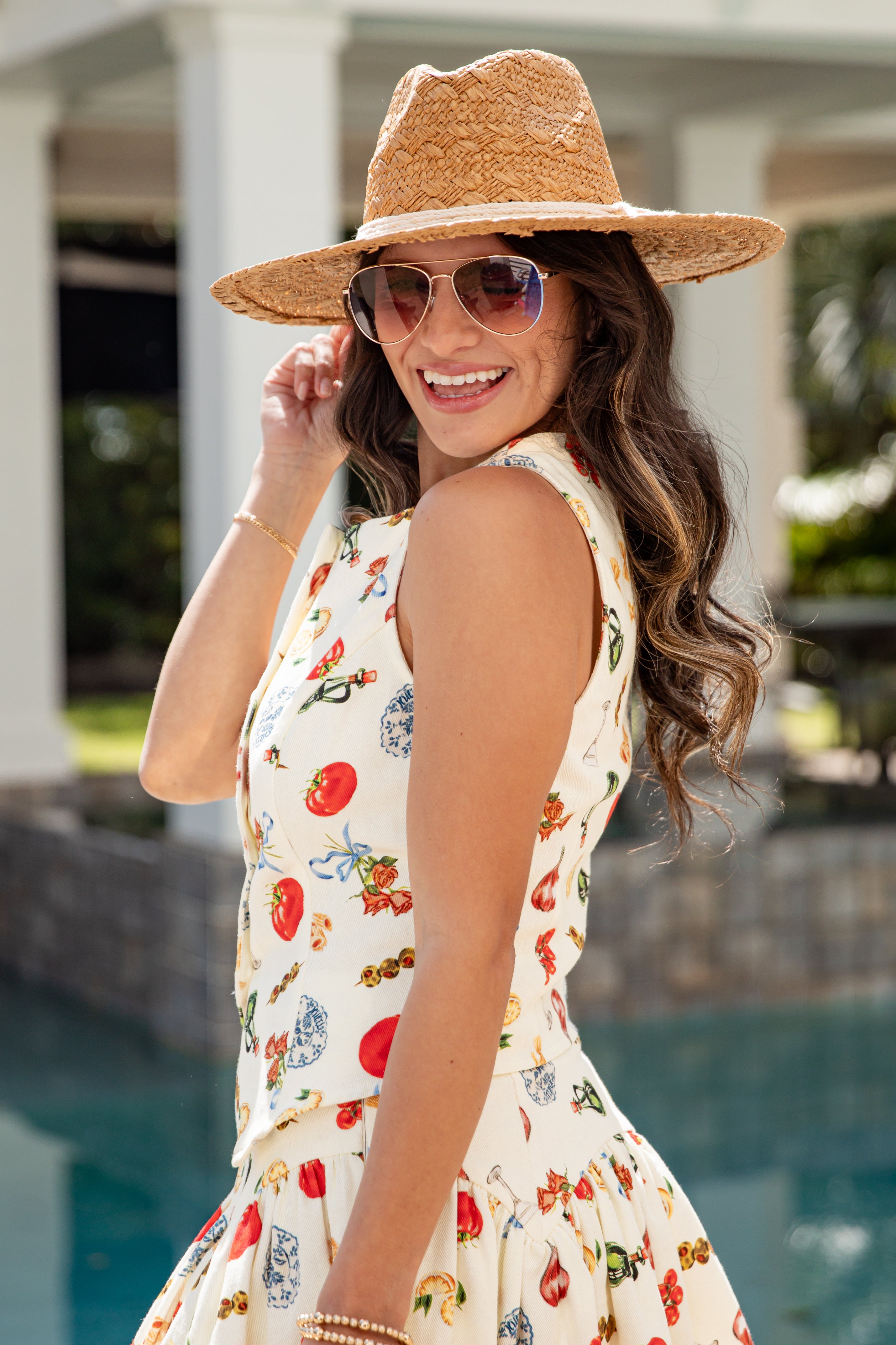 FINAL SALE - Amalfi Market Cream Printed Vest Top