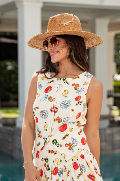 FINAL SALE - Amalfi Market Cream Printed Vest Top
