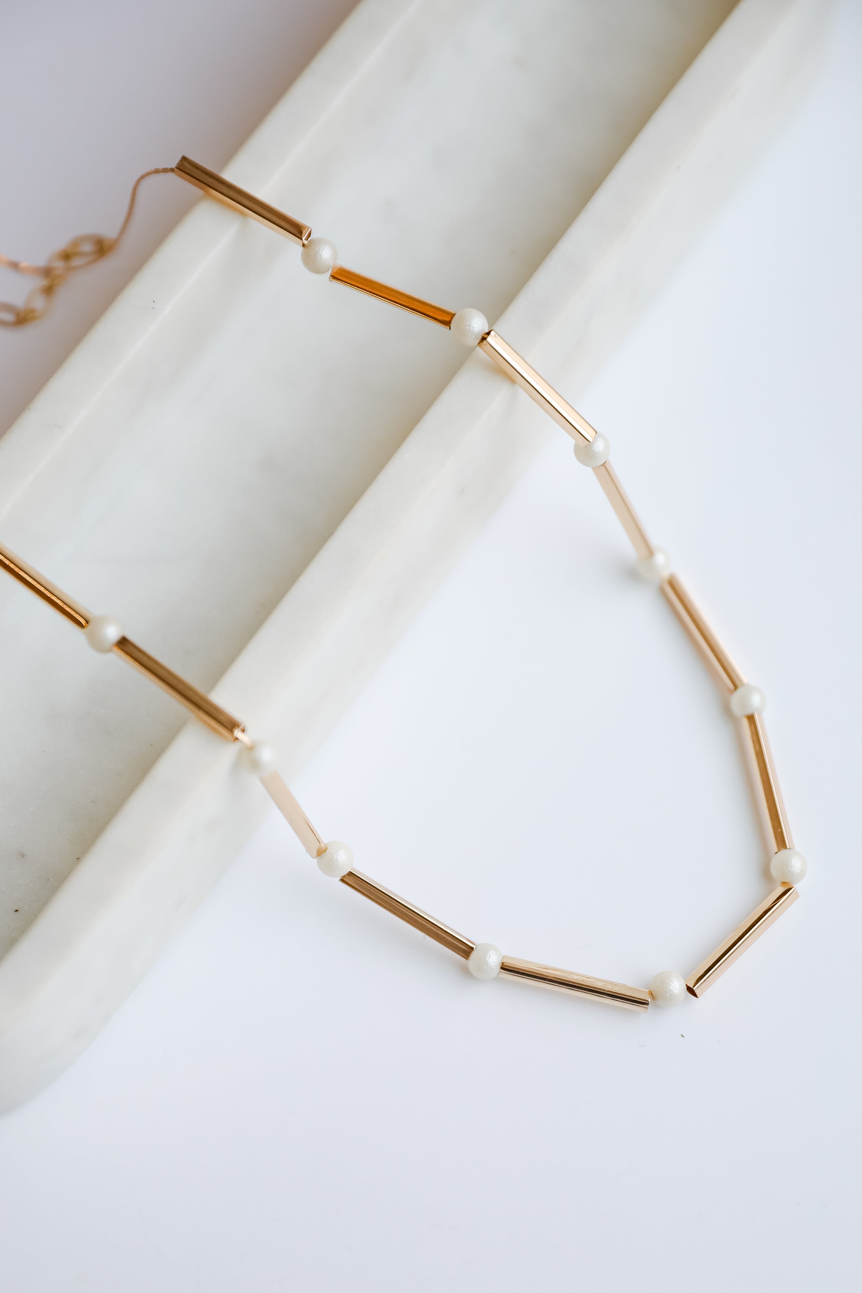 Lucy Gold Pearl Chain Necklace