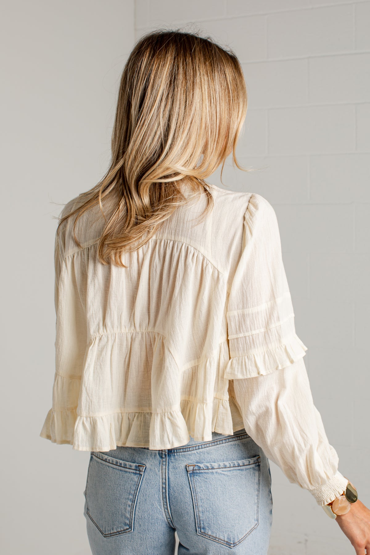 Sweet Little Details Ruffle Button Up Blouse