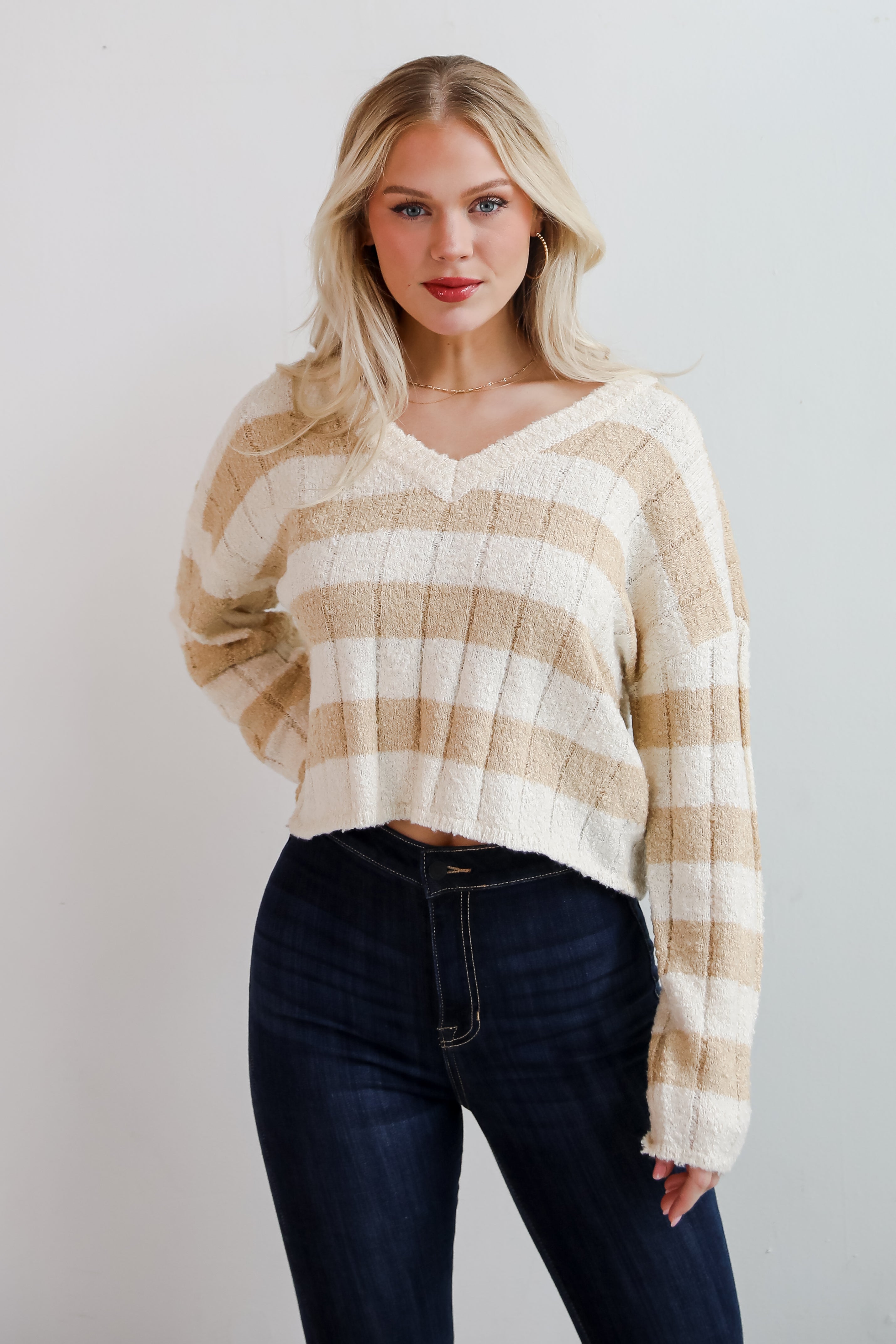 Perfect Mix Cream Striped Sweater