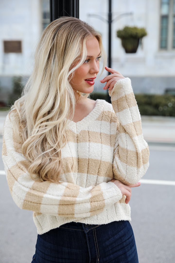 Perfect Mix Cream Striped Sweater