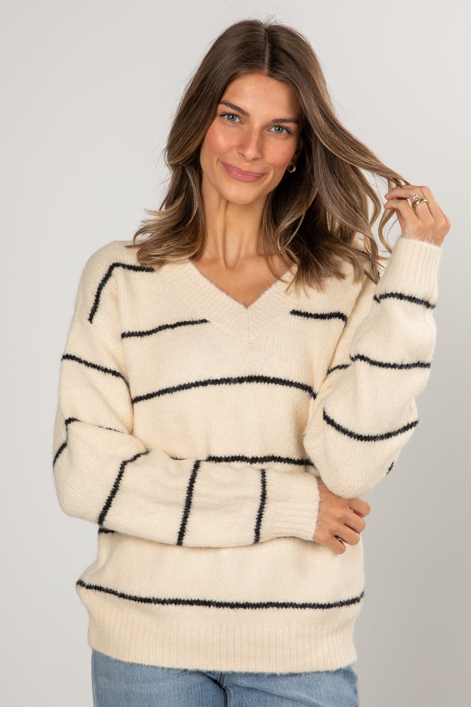 Frostline Cream Stripe Sweater