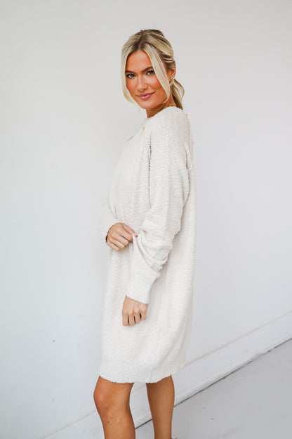 Addison Fuzzy Knit Mini Sweater Dress