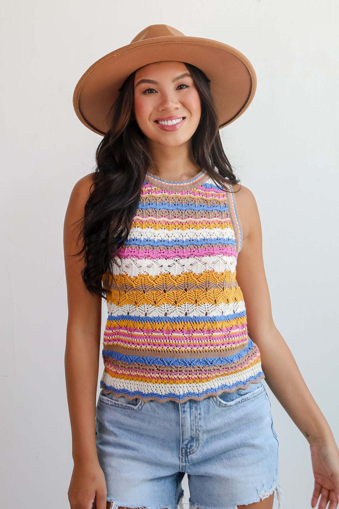 Superior Sweetness Multi Crochet Knit Tank