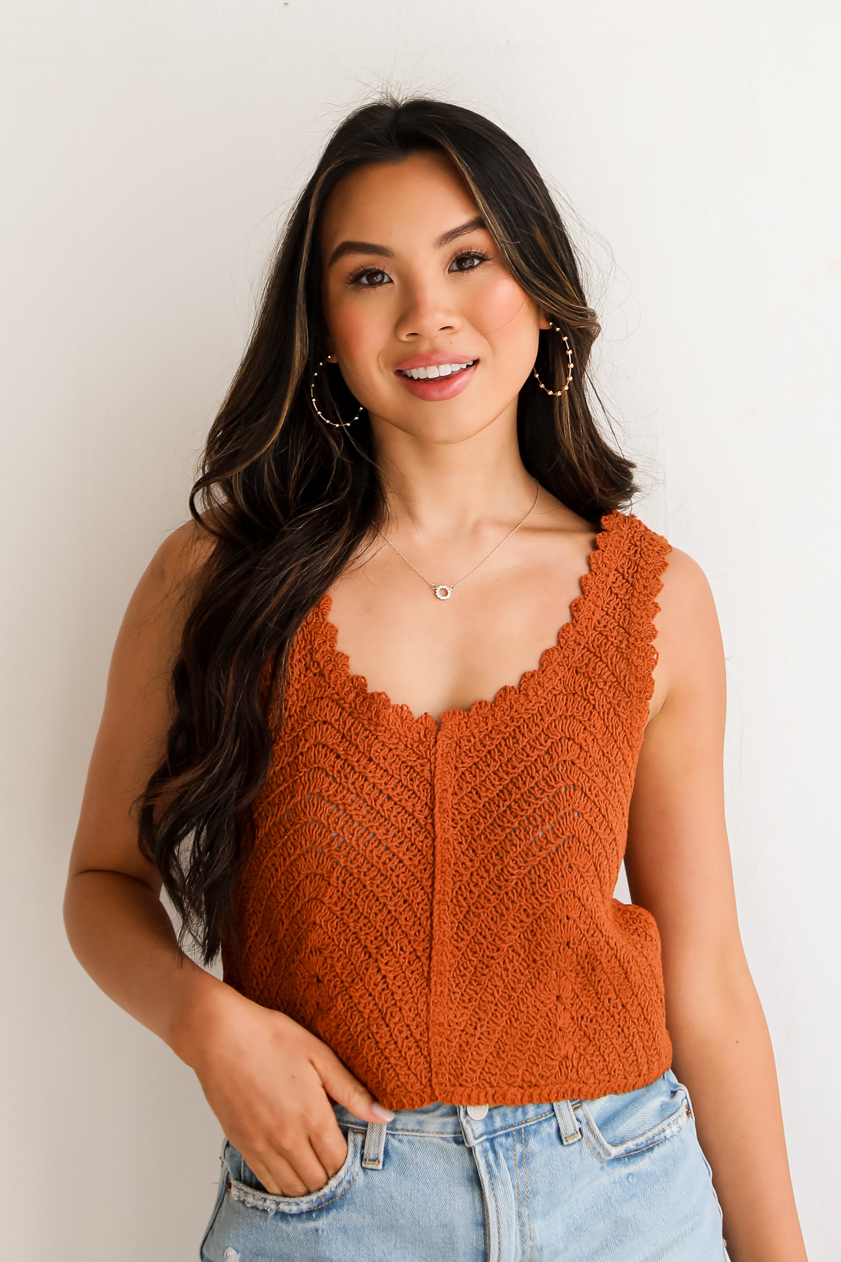 rust crochet tank