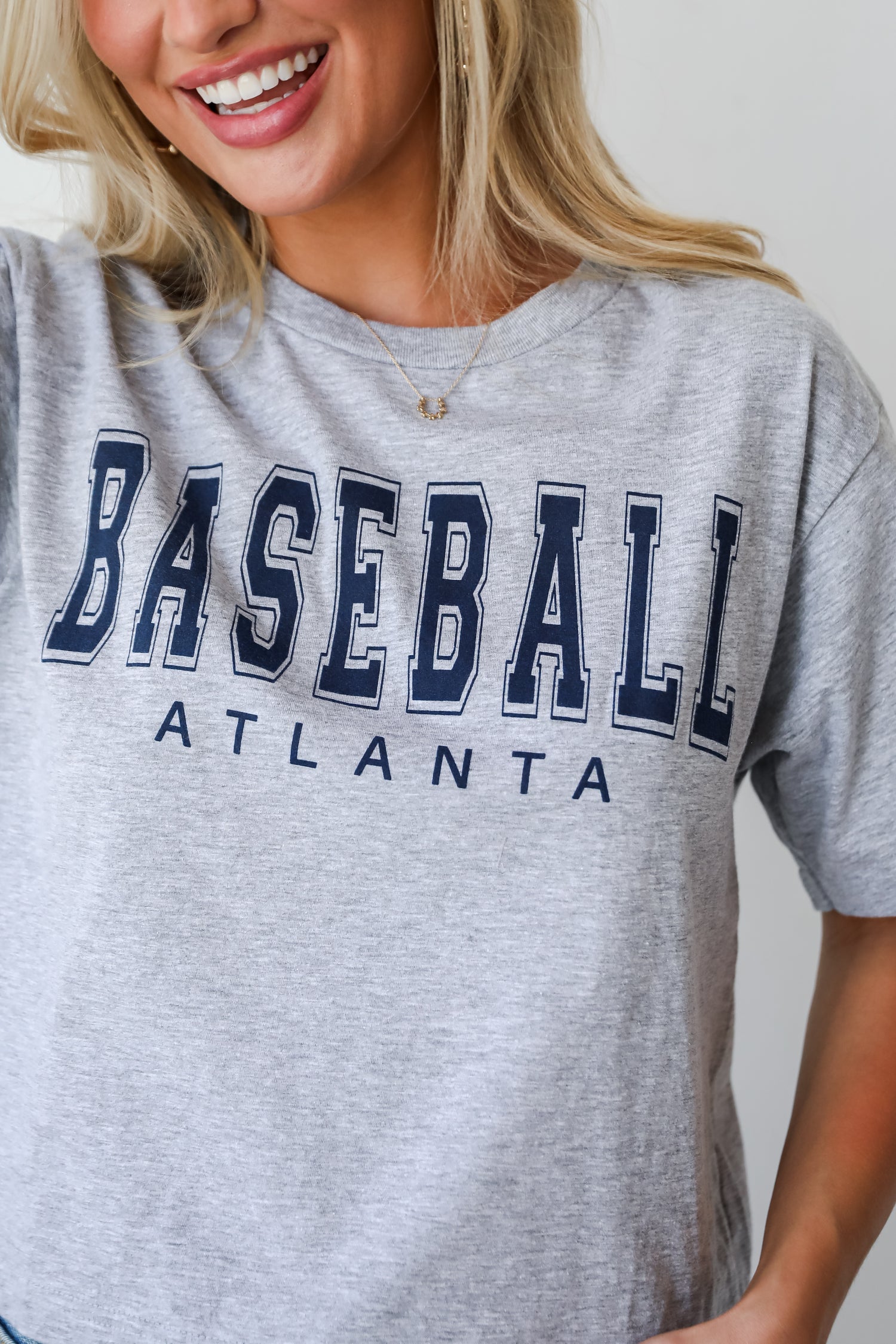 heather grey Baseball Atlanta Cropped Tee