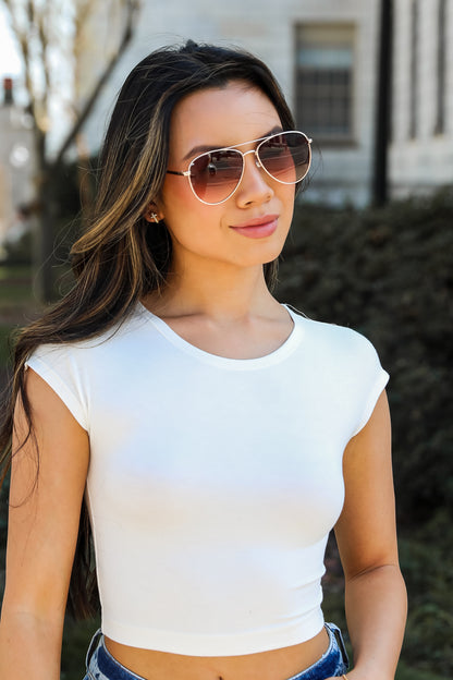 white Cropped Tee