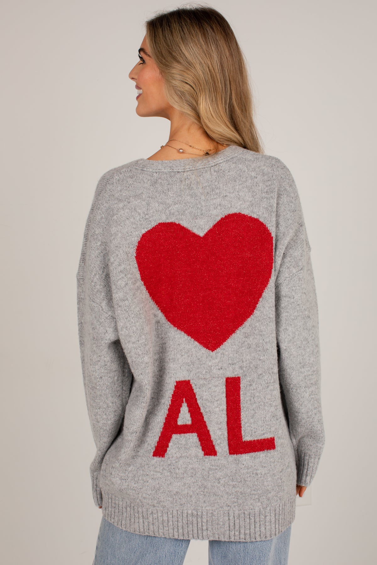 Heather Grey Alabama Heart Graphic Sweater Cardigan