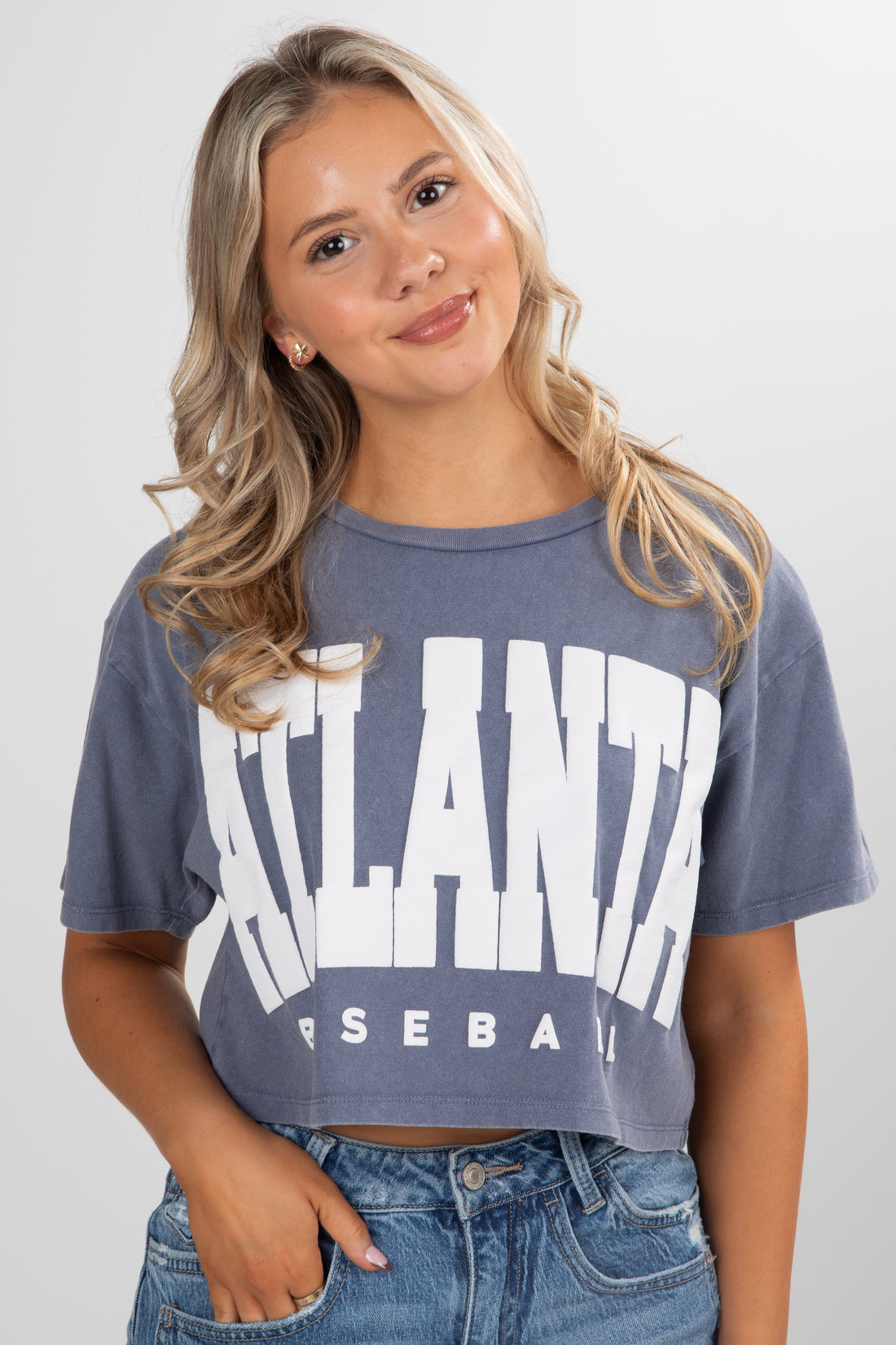 Woman wearing a blue &