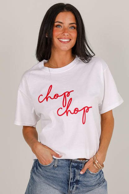 White Chop Chop Script Tee