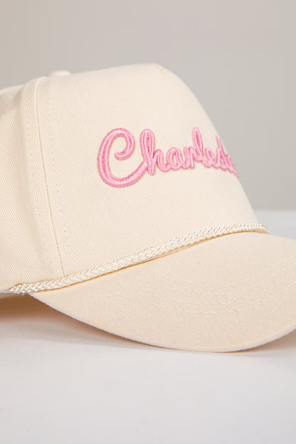 Beige cap with pink &