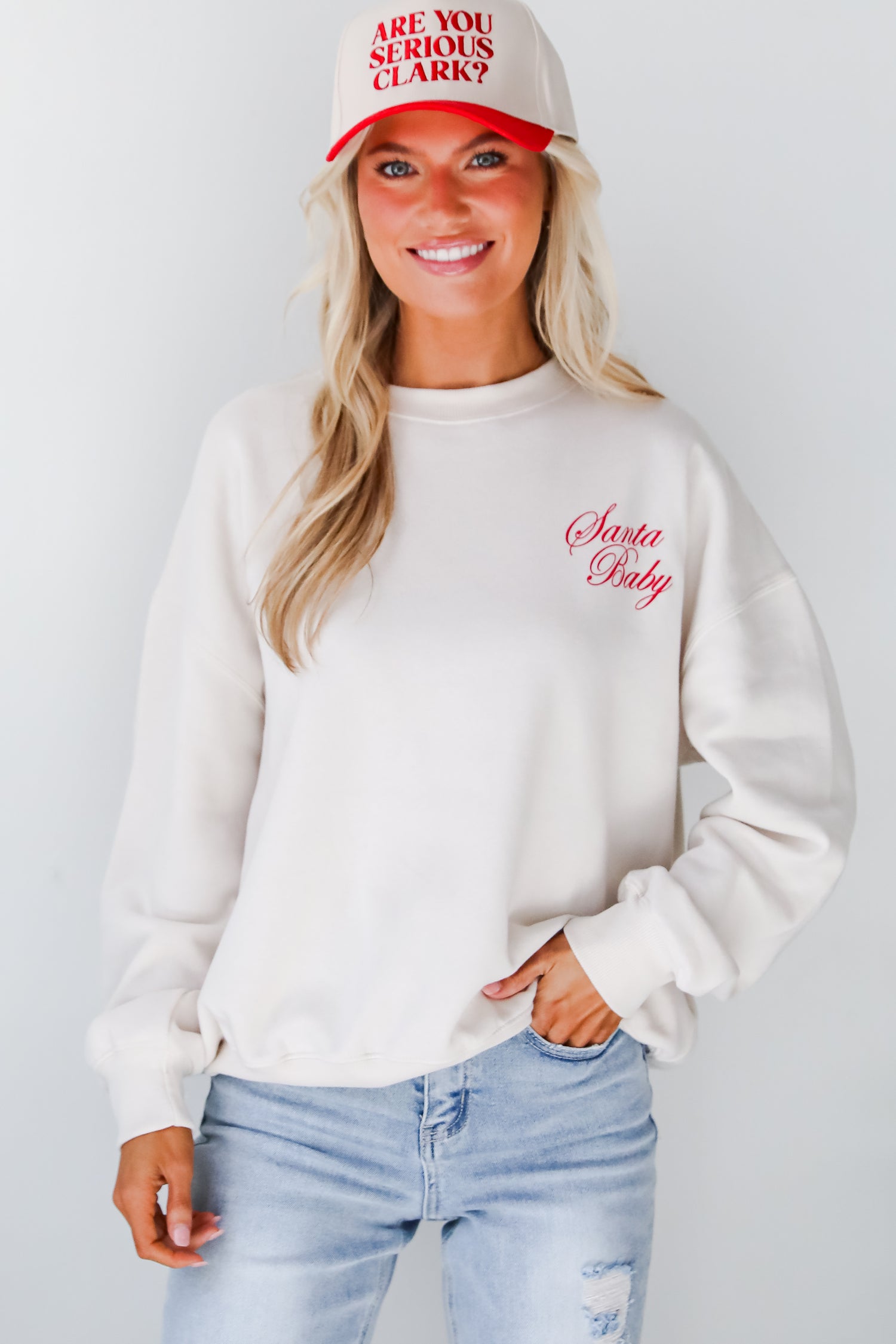 Beige Santa Baby Sweatshirt